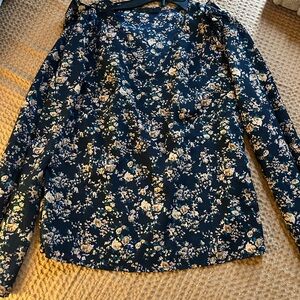 SHEIN Navy Floral Blouse
